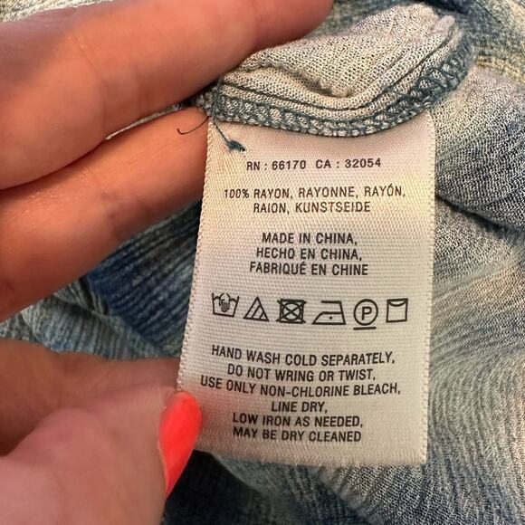 Maeve blue plaid 3/4 sleeves v neck tunic top blouse size small - Picture 4 of 15